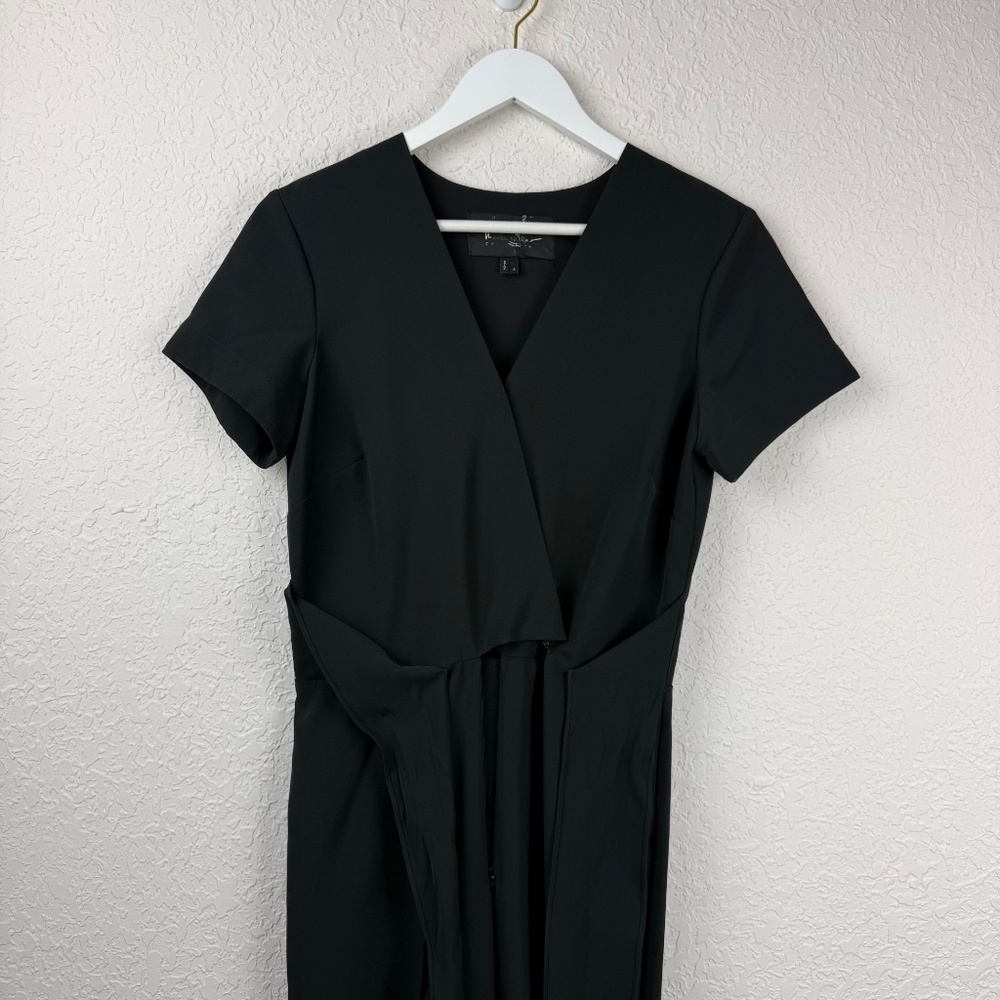 Nicole Miller Womens Collection Black Wrap Front Short Sleeve Jumpsuit 4 - Picture 4 of 14